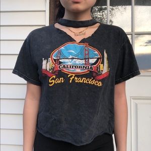 Brandy Melville San Francisco Choker Cutout TShirt